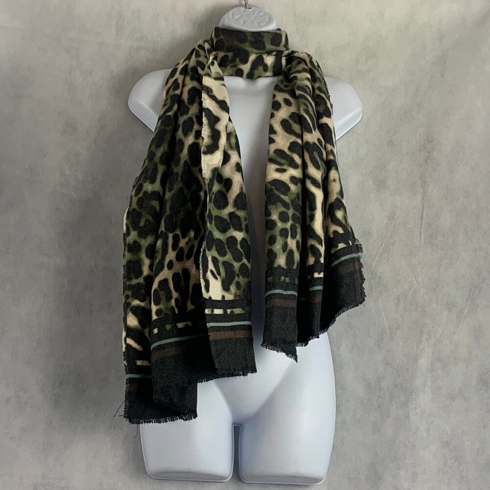 INC International Concepts Women's Leopard-Print Wrap Scarf, Olive Multi, OS